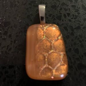 Orange glass art necklace
